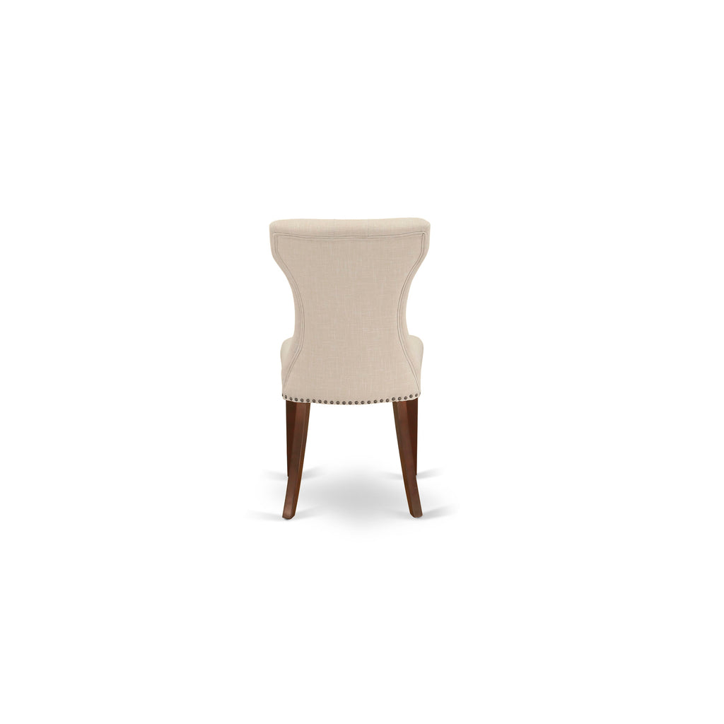 Dining Set DOGA7-OXL-CF Rectangular Table with Extension Leaf & 6 Beige Linen Chairs, 42x78
