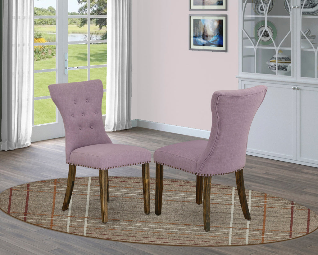 GAP7TKC 7-Piece Gallatin Dining Chair Set with Button-Tuft Trim and Elegant Dahlia Linen Fabric in Jacobean