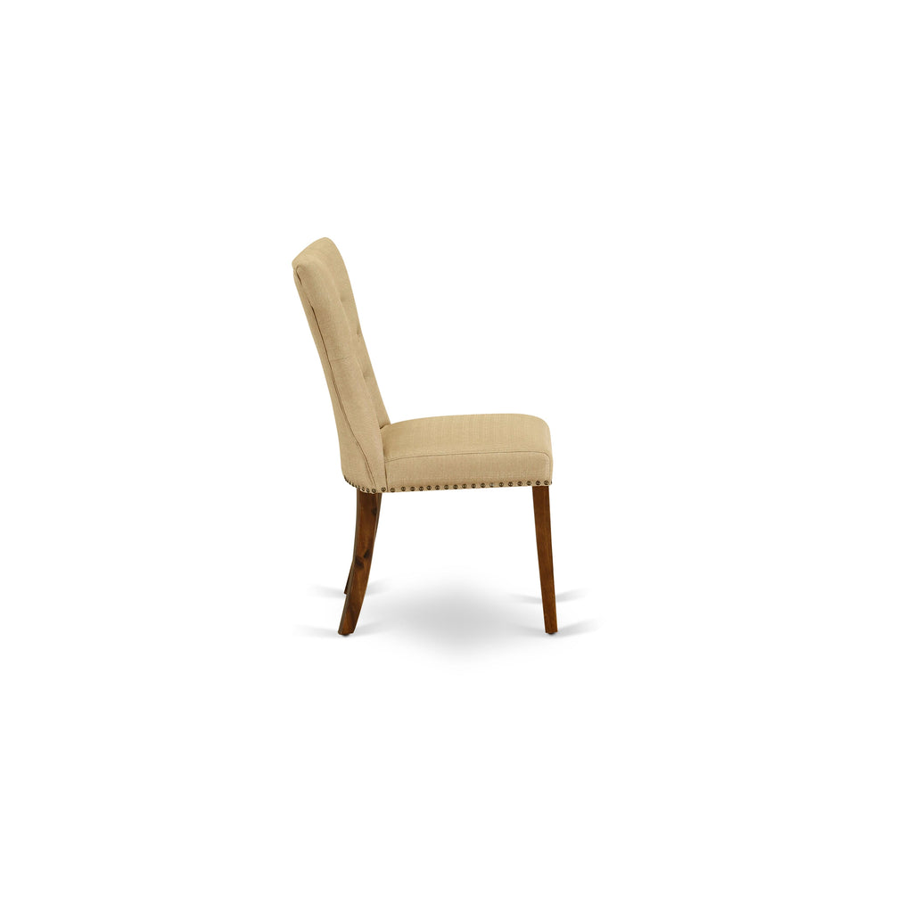 GAP8TBY - Elegant Nailhead Trimmed Brown Parson Dining Chairs with Button Tufting, Walnut Finish, Set of 2