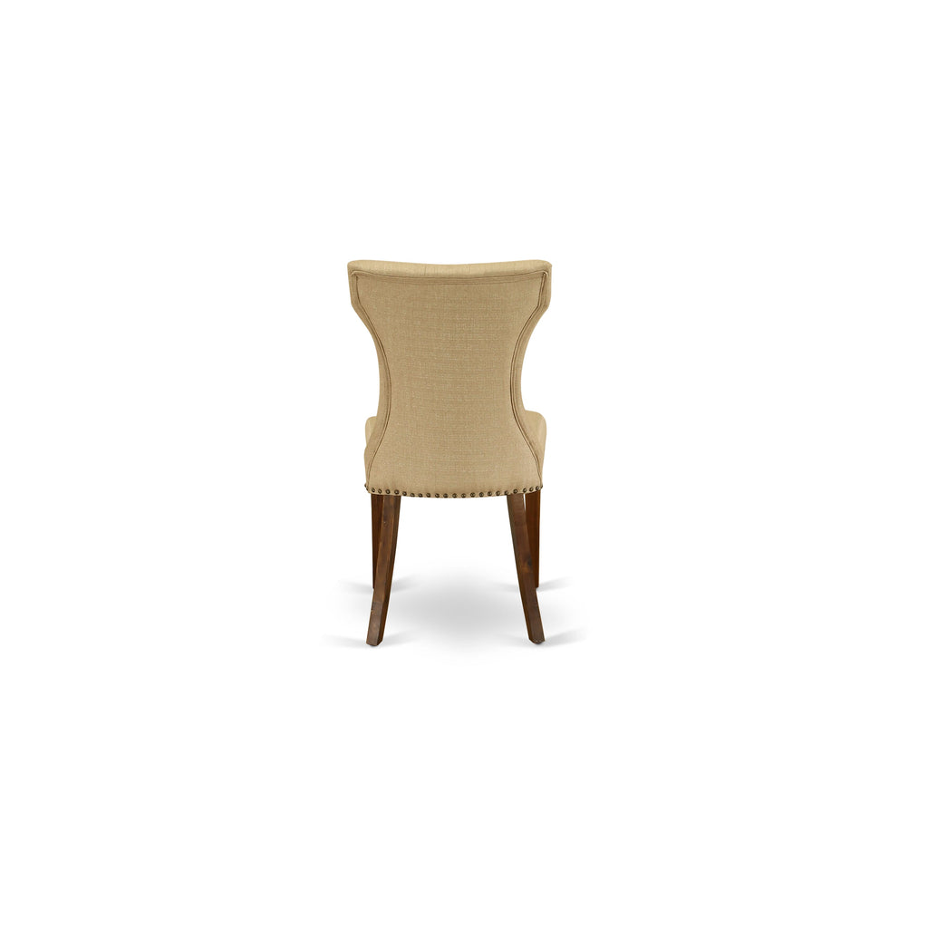 LAGA7-3W-KA 7-Piece Dining Ensemble with 42x92 Rectangle Table and 6 Parson Chairs in Aged Jacobean Finish