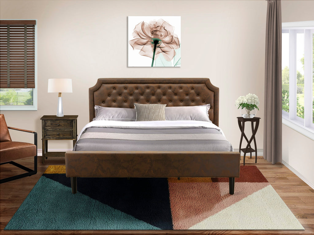 GB25K-REBLB 2-Piece Bedroom Ensemble with King Platform Bed Frame and Jacobean End Table in Faux Dark Brown and Black