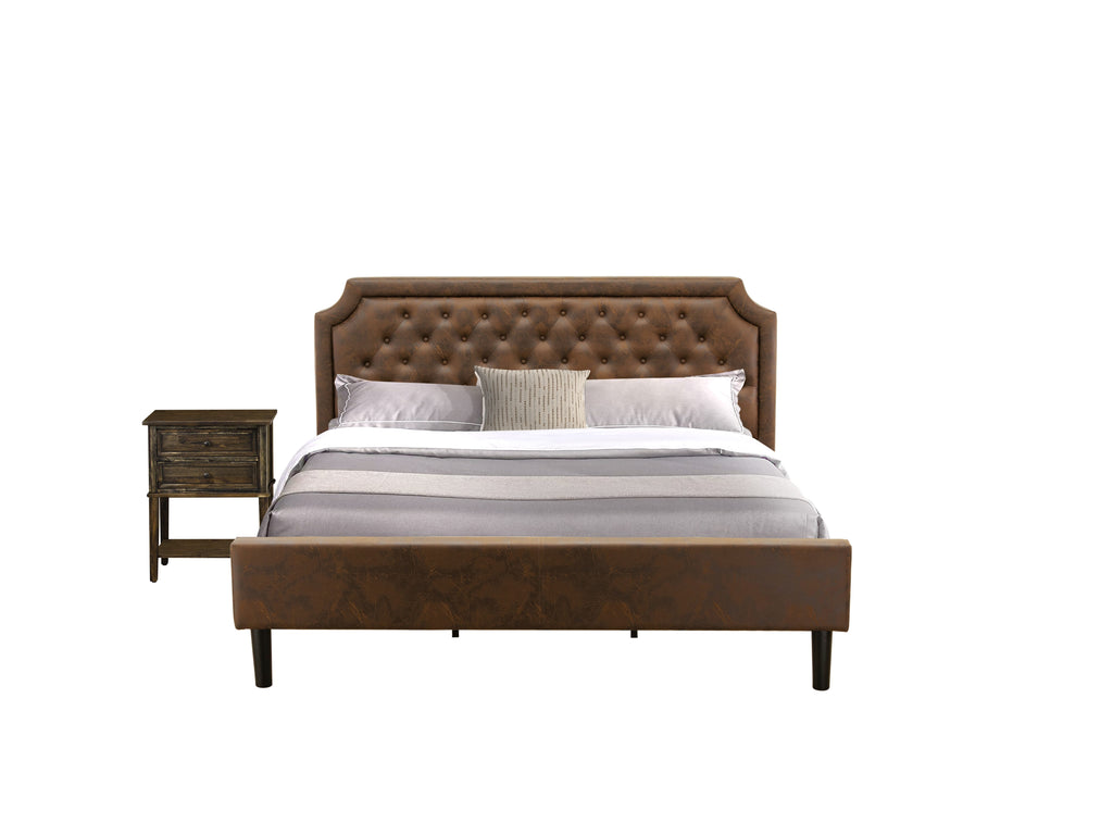 GB25K-REBLB 2-Piece Bedroom Ensemble with King Platform Bed Frame and Jacobean End Table in Faux Dark Brown and Black