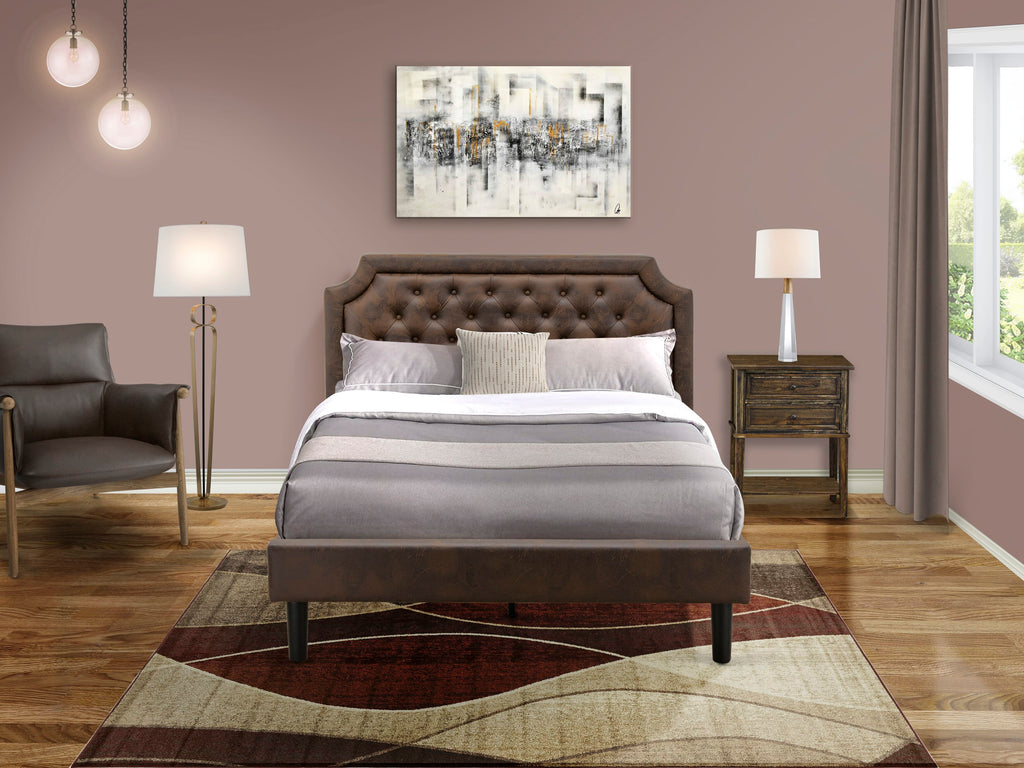 GB25Q-OU3EA Dark-toned Luxe Bedroom Series Queen Bed & Rustic Nightstand Set with Black Details