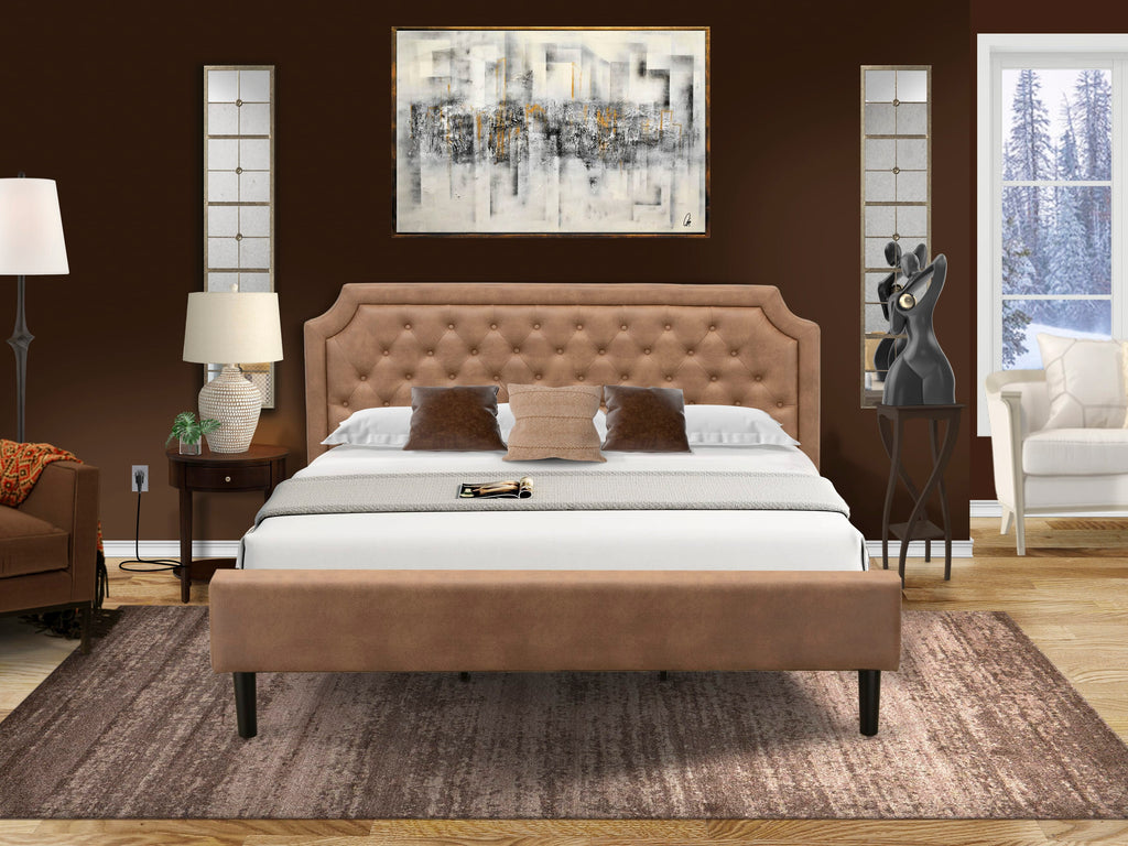 GB28K-5Z5Q8 Artfully Crafted Bedroom Ensemble King Button Tufted Bed and Mahogany Nightstand in Rich Brown