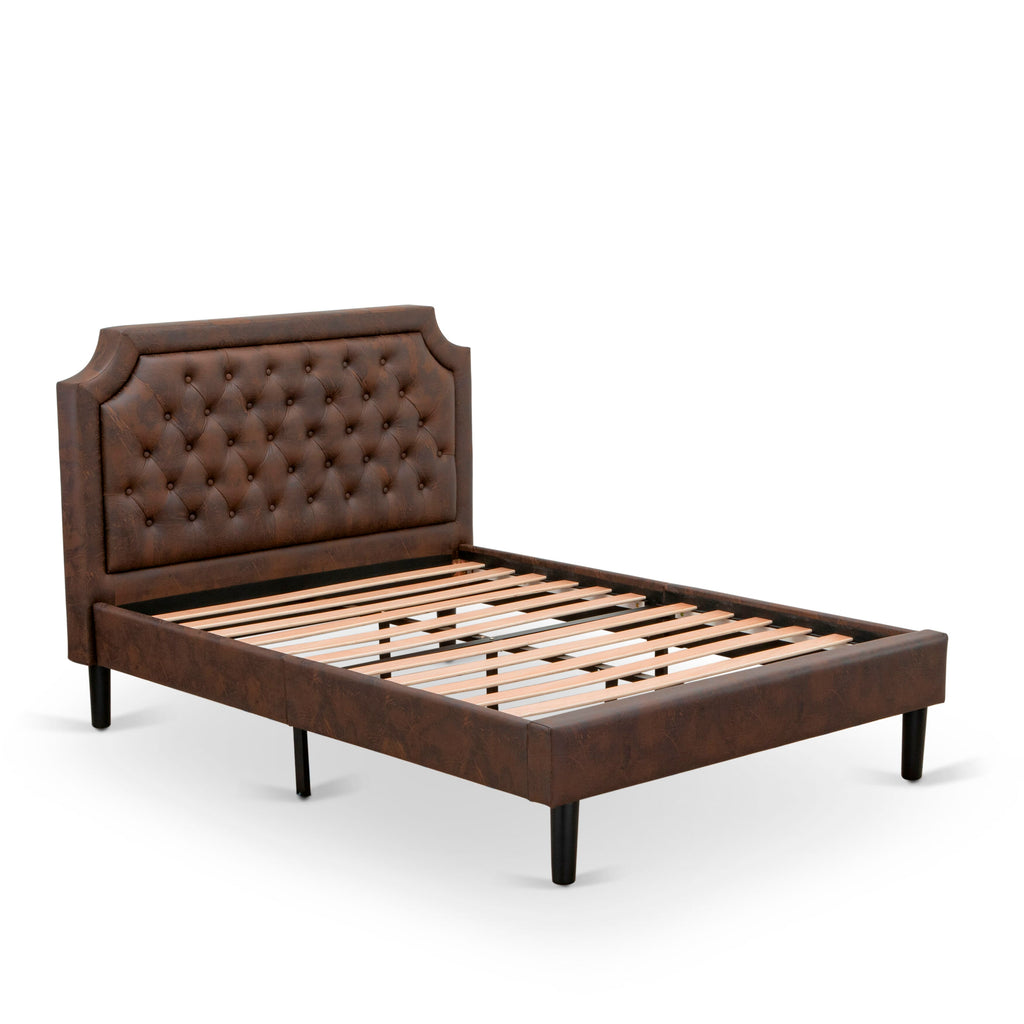 GBF-2U-D Contemporary Full-Size Bed Frame Black Upholstered Headboard & Wooden Support