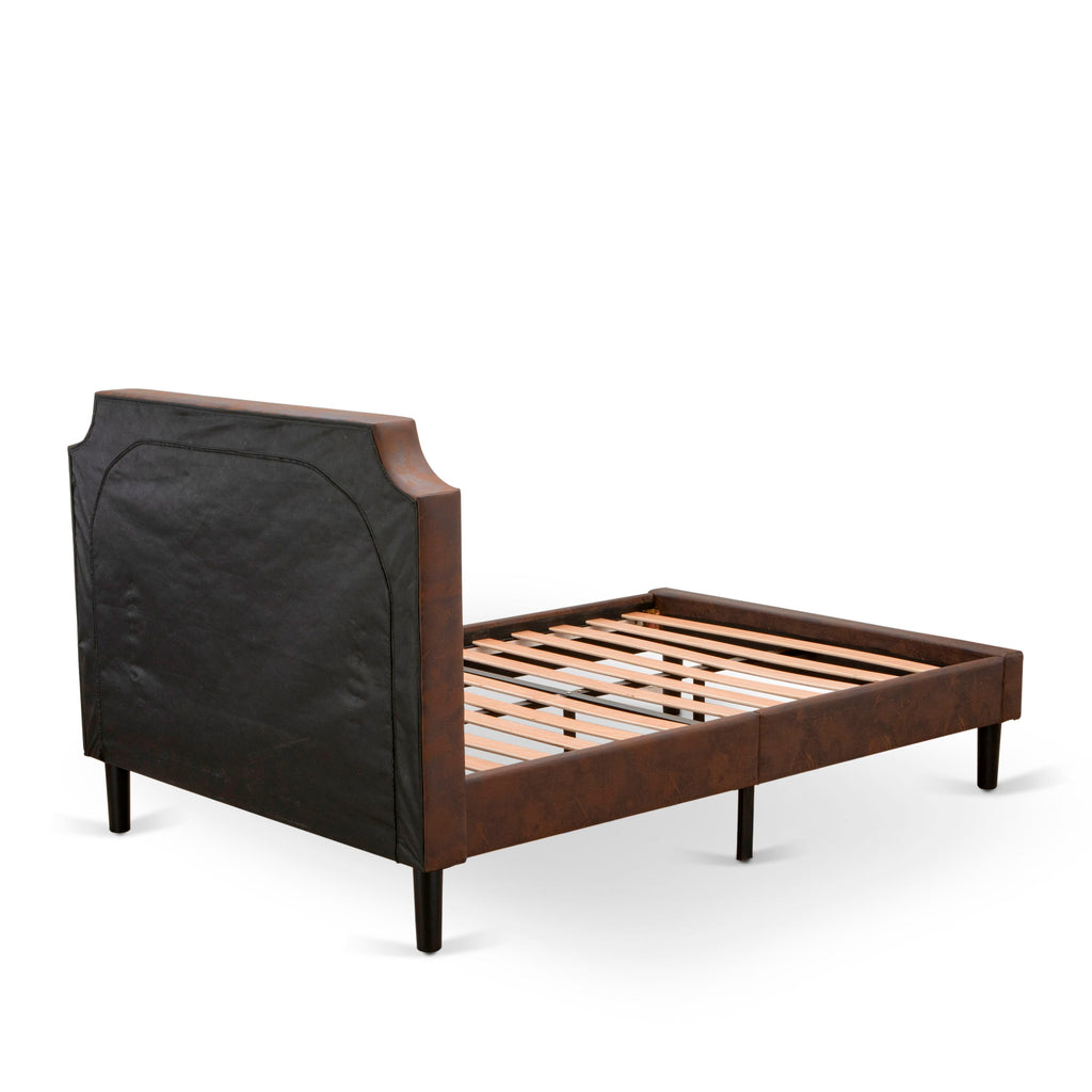 GBF-2U-D Contemporary Full-Size Bed Frame Black Upholstered Headboard & Wooden Support