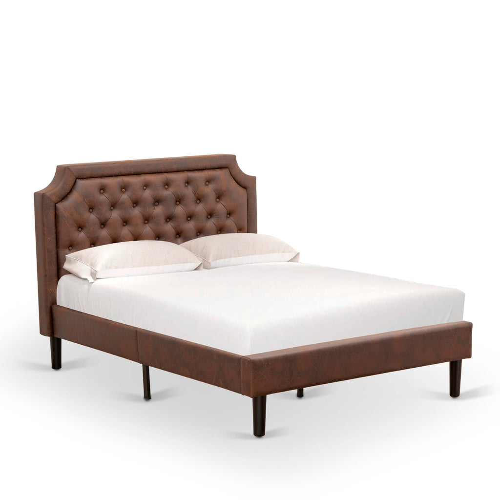 GBF-2U-D Contemporary Full-Size Bed Frame Black Upholstered Headboard & Wooden Support