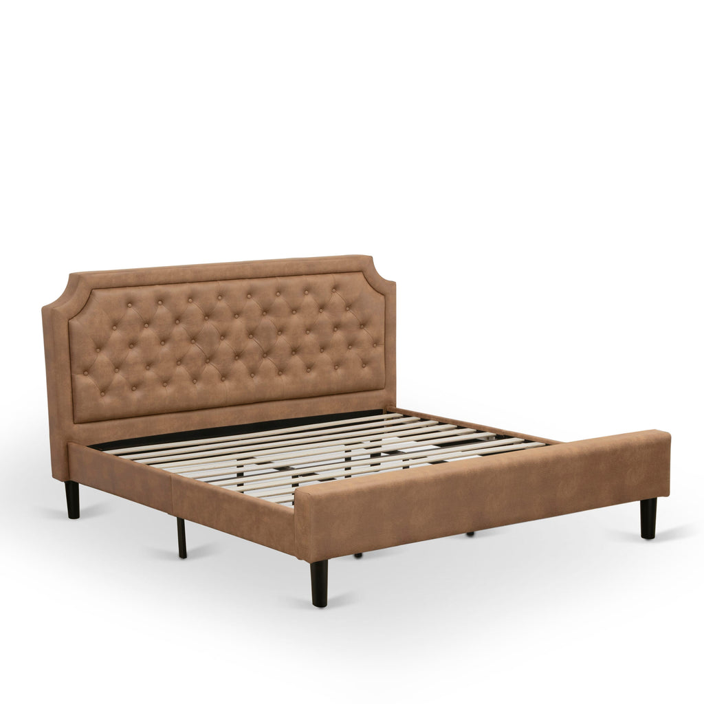 GBF-23-8 Elegant King Bed with Rich Brown Upholstered Headboard and Footboard Accents
