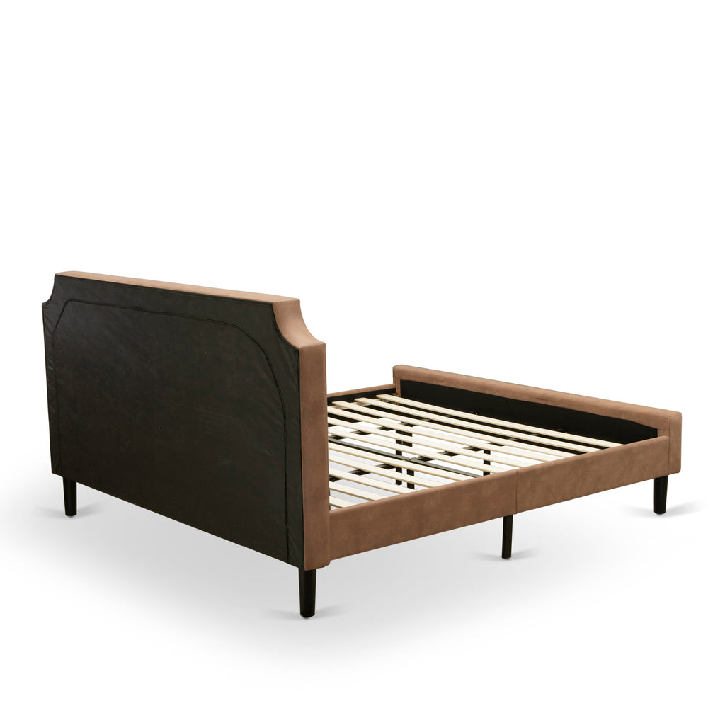 GBF-23-8 Elegant King Bed with Rich Brown Upholstered Headboard and Footboard Accents