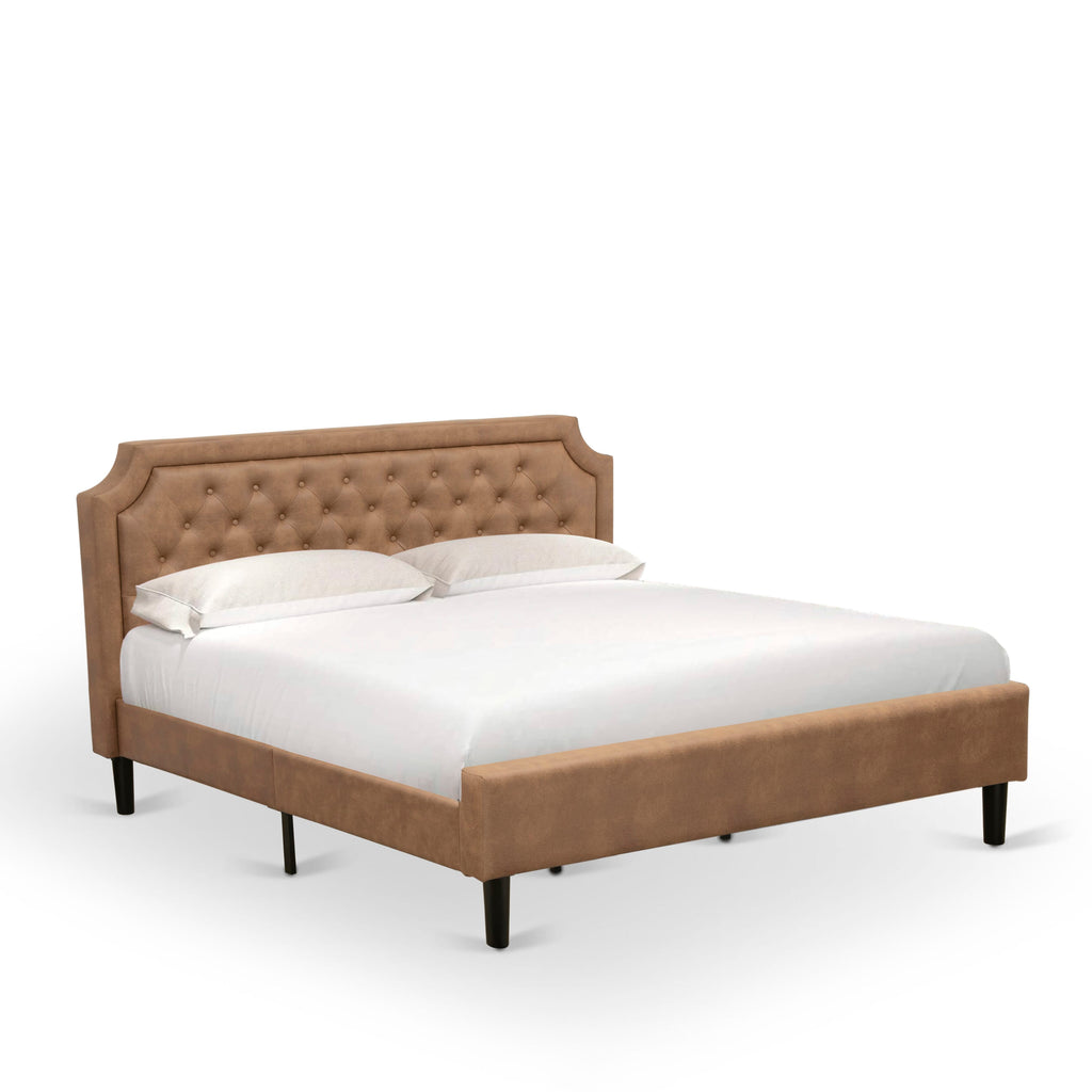 GBF-23-8 Elegant King Bed with Rich Brown Upholstered Headboard and Footboard Accents