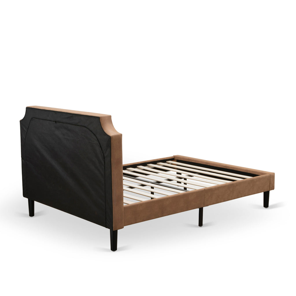 GB28Q-1GA07 Elegant 2-Piece Granbury Queen Bedroom Ensemble with Distressed Jacobean Nightstand & Tufted Headboard in Chic Brown