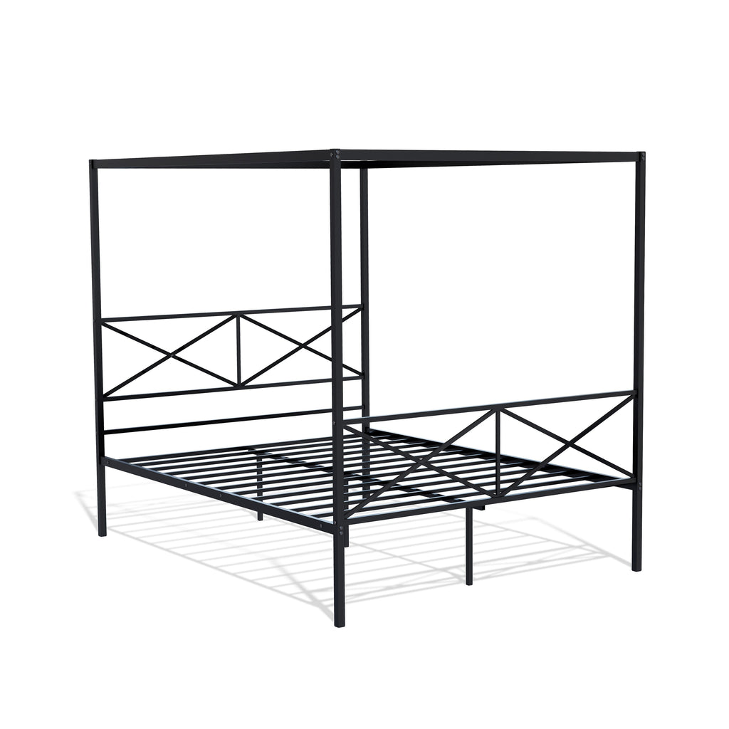 GEQCBKH Stylish Glendale Metal Platform Bed with Intricate Canopy Frame and Enhanced Structure
