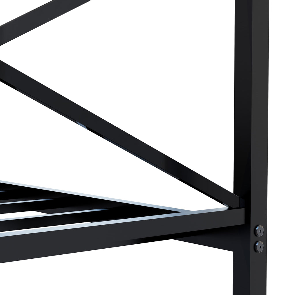 GEQCBKH Stylish Glendale Metal Platform Bed with Intricate Canopy Frame and Enhanced Structure