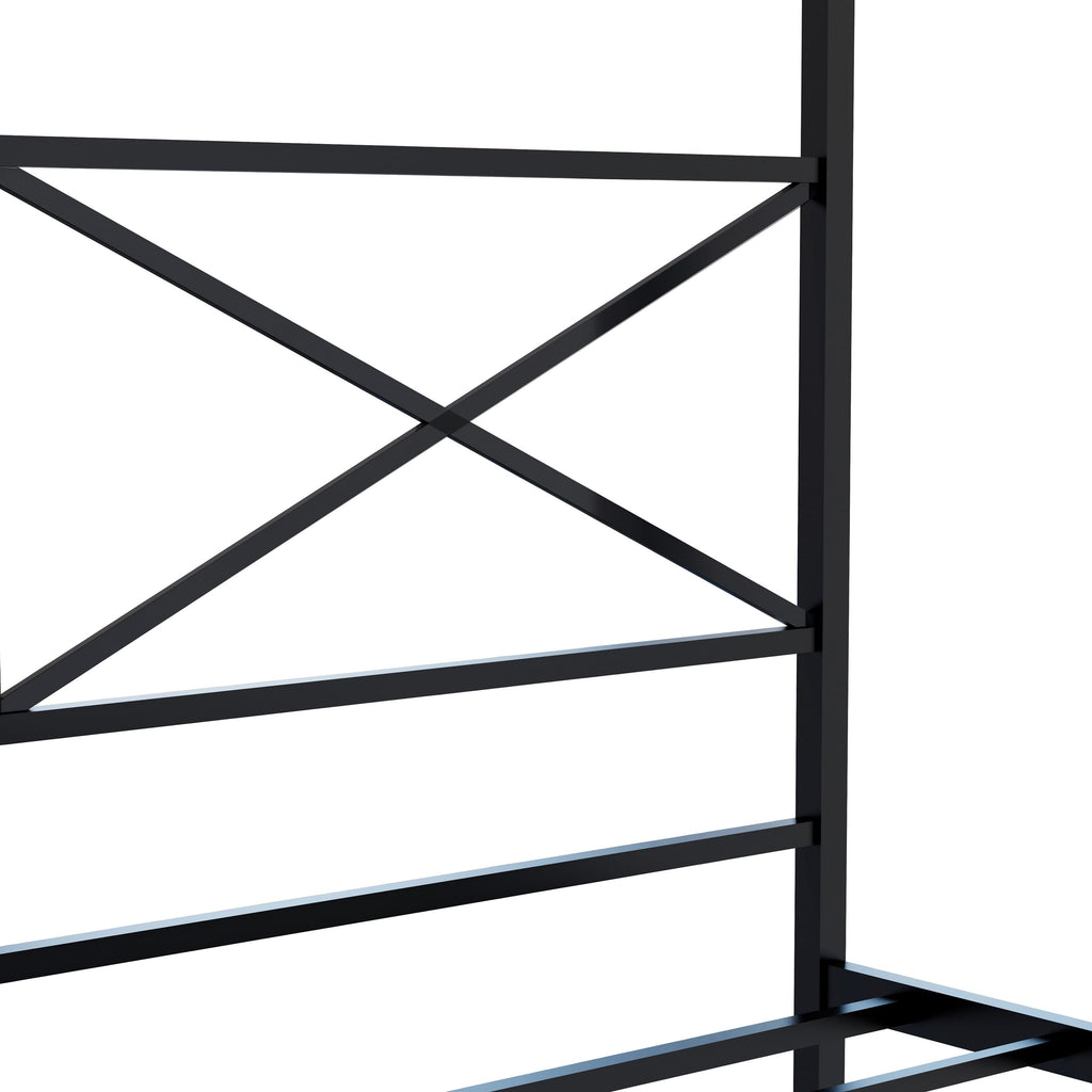 GEQCBKH Stylish Glendale Metal Platform Bed with Intricate Canopy Frame and Enhanced Structure