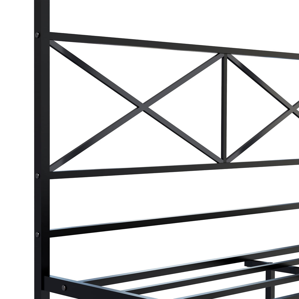 GEQCBKH Stylish Glendale Metal Platform Bed with Intricate Canopy Frame and Enhanced Structure
