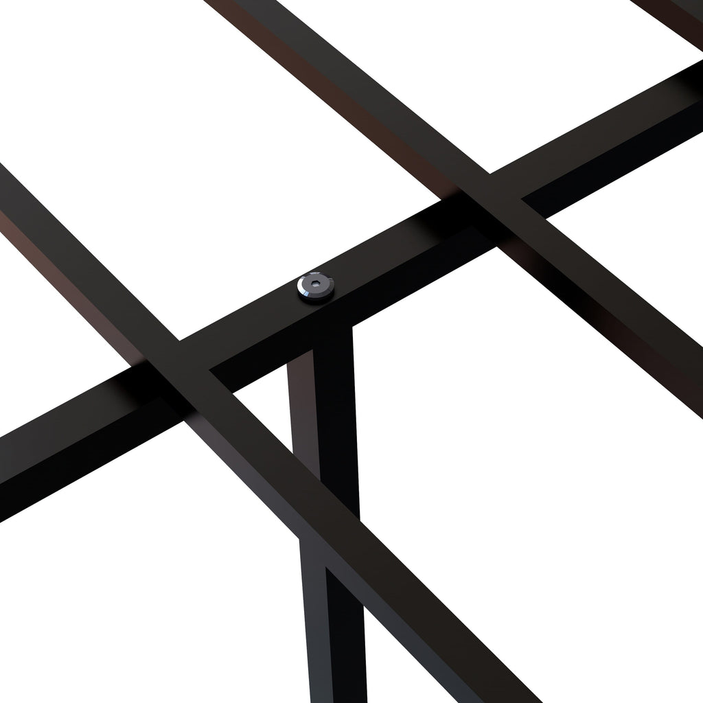 GEQCBKH Stylish Glendale Metal Platform Bed with Intricate Canopy Frame and Enhanced Structure