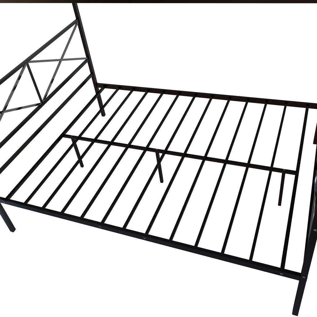 GEQCBKH Stylish Glendale Metal Platform Bed with Intricate Canopy Frame and Enhanced Structure