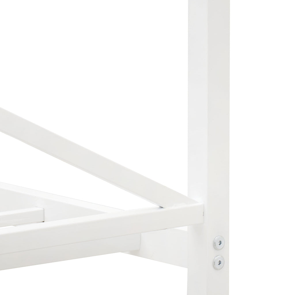 GEQCWJO Glendale Queen Canopy Metal Bed Frame with Contemporary Headboard and Footboard Design