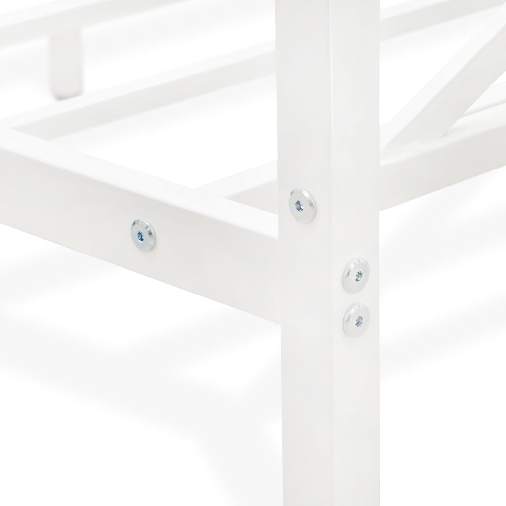 GEQCWJO Glendale Queen Canopy Metal Bed Frame with Contemporary Headboard and Footboard Design