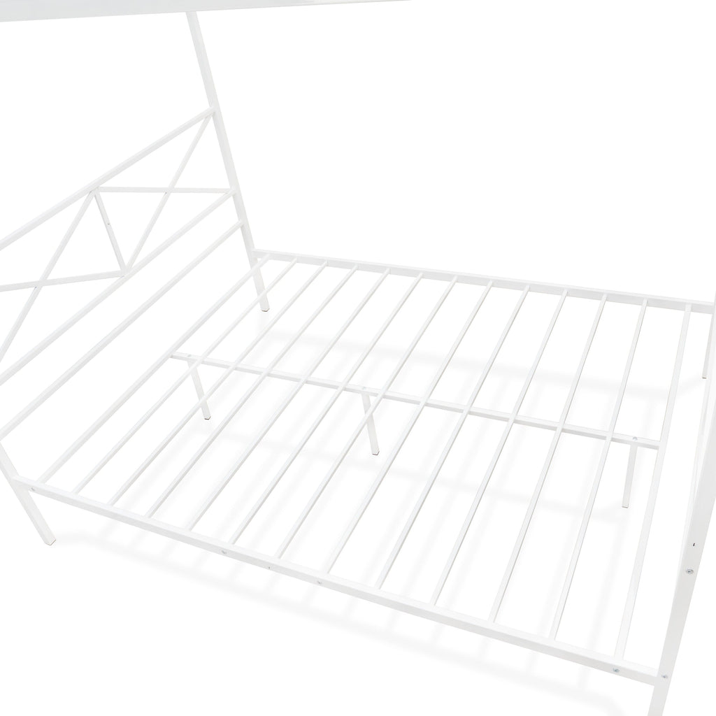 GEQCWJO Glendale Queen Canopy Metal Bed Frame with Contemporary Headboard and Footboard Design