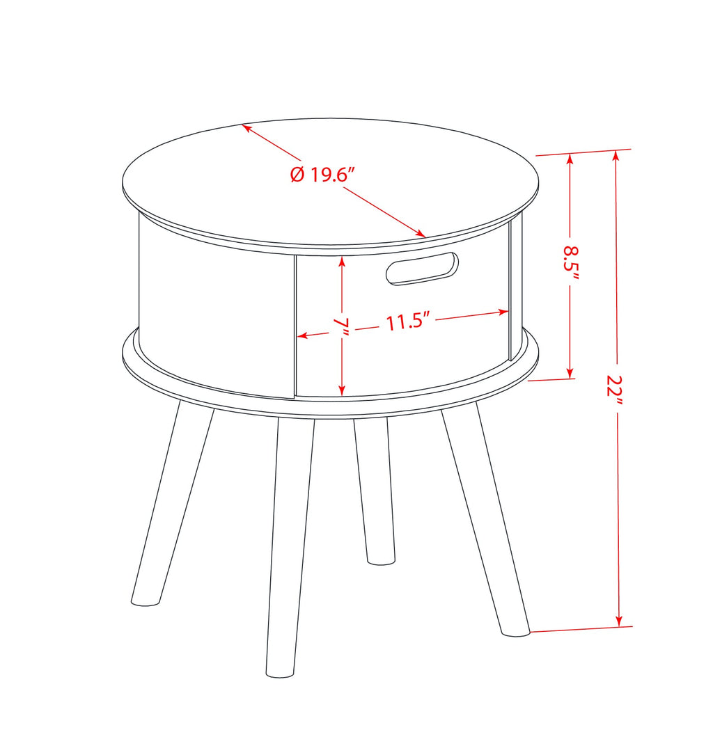 GONE1I Sleek Gordon Round Side Table with Handy Drawer and Elegant Black Finish