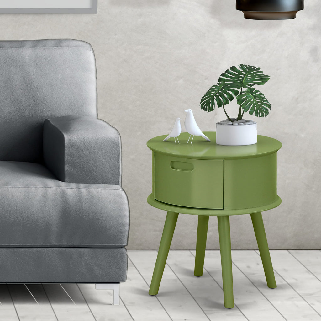 GONE1X Stylish Clover Green Night Stand with Convenient Drawer for Bedroom Decor