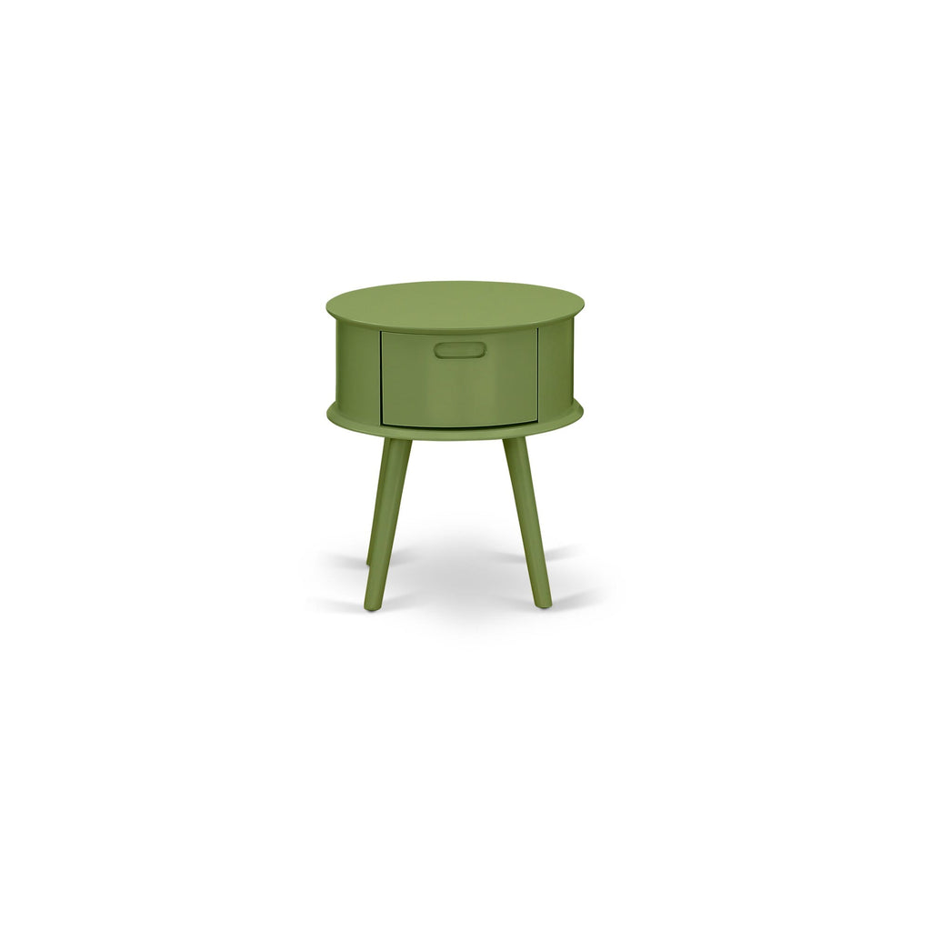 NL19K-5GRPU Regal King Suite White Velvet Tufted Frame with Green Accent Nightstand Set