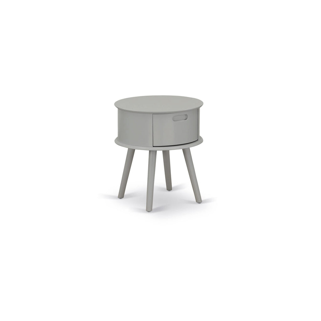 GONE17 Stylish Round Urban Gray Stand with Drawer for Night or End Table Use