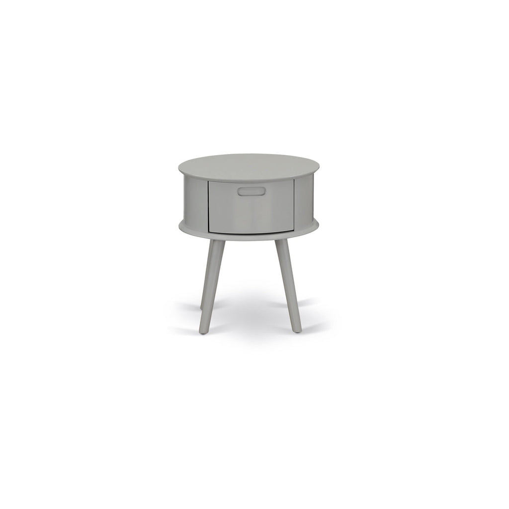 GONE17 Stylish Round Urban Gray Stand with Drawer for Night or End Table Use