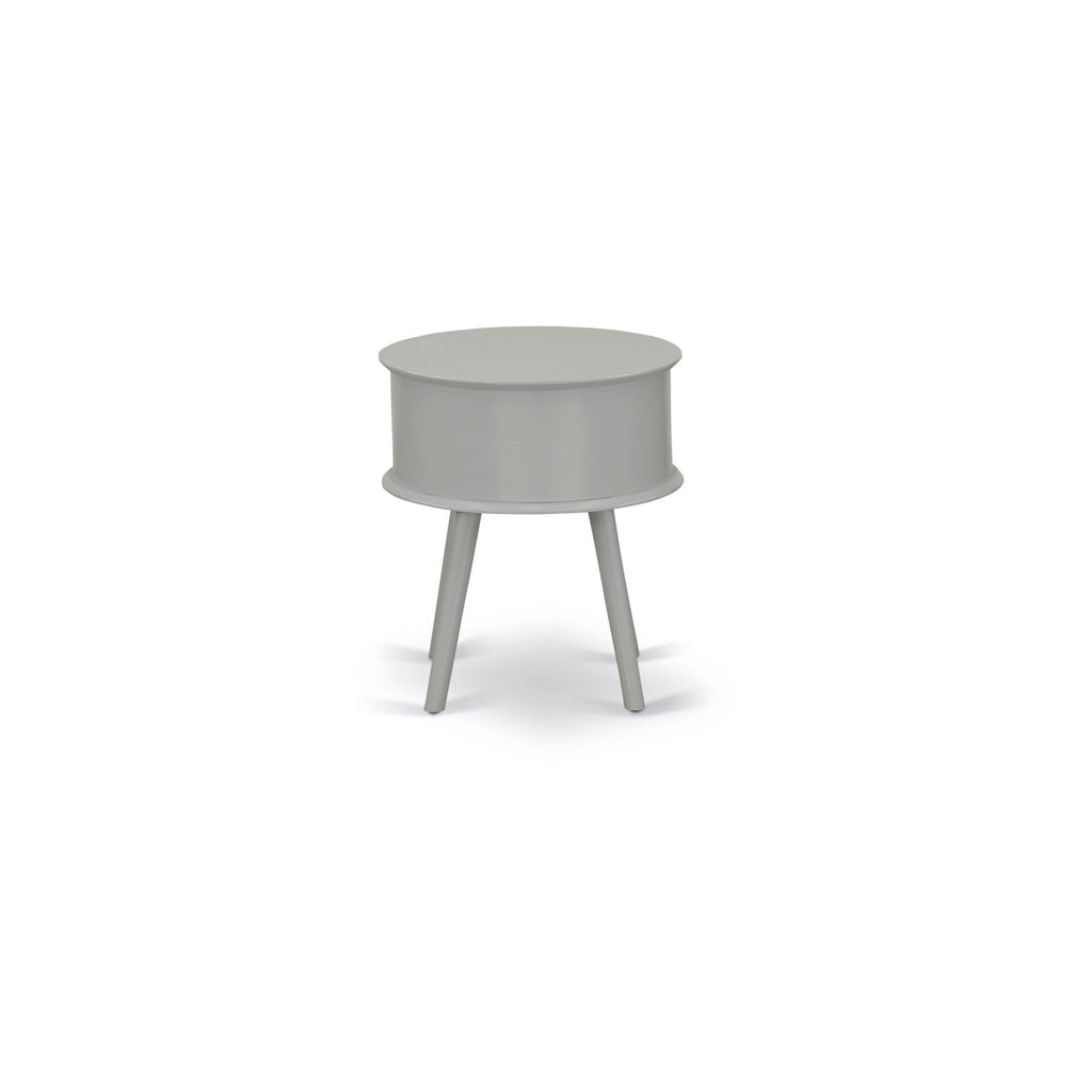 GONE17 Stylish Round Urban Gray Stand with Drawer for Night or End Table Use