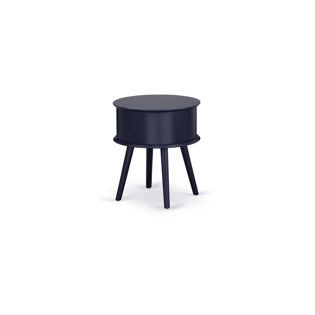 GONE1U Mesmerizing Navy Blue Side Table with Drawer Elegant Round Design for Bedrooms
