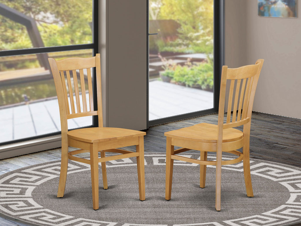 GRC-O2B-8 Elegant Wooden Slat-Back Oak Dining Chairs Set - Classic Seat for Kitchen by East West