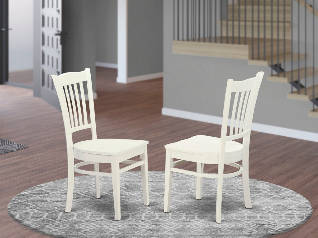 GRC-WU9-W Stylish Groton Slat Back Dining Chairs, Wooden Seat Set of 2, Charming Linen White