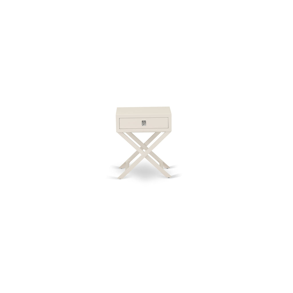 NL19F-SJZH9 Series 2-Piece Modern Bedroom Collection with Full Size Button-Tufted Bed and Nightstand, White Velvet Fabric