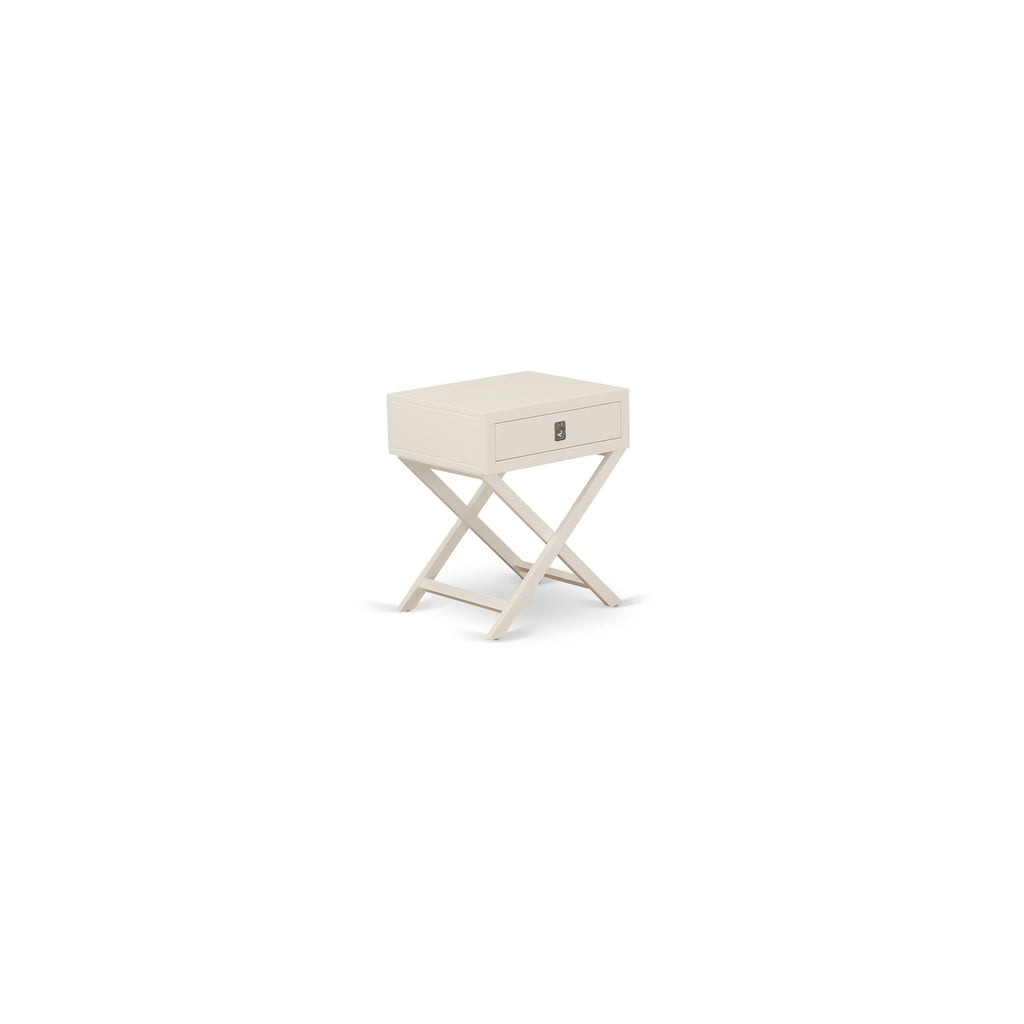 FN08K-2SL5O Luxe King Bedroom Bundle with Mist Beige Bed & Sleek White Nightstand - Robust & Timeless Design