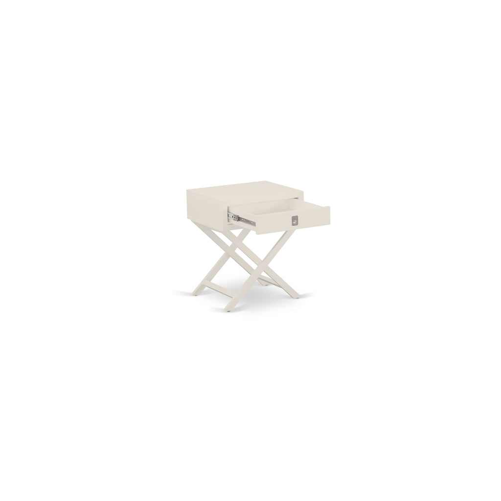 FN08K-2SL5O Luxe King Bedroom Bundle with Mist Beige Bed & Sleek White Nightstand - Robust & Timeless Design