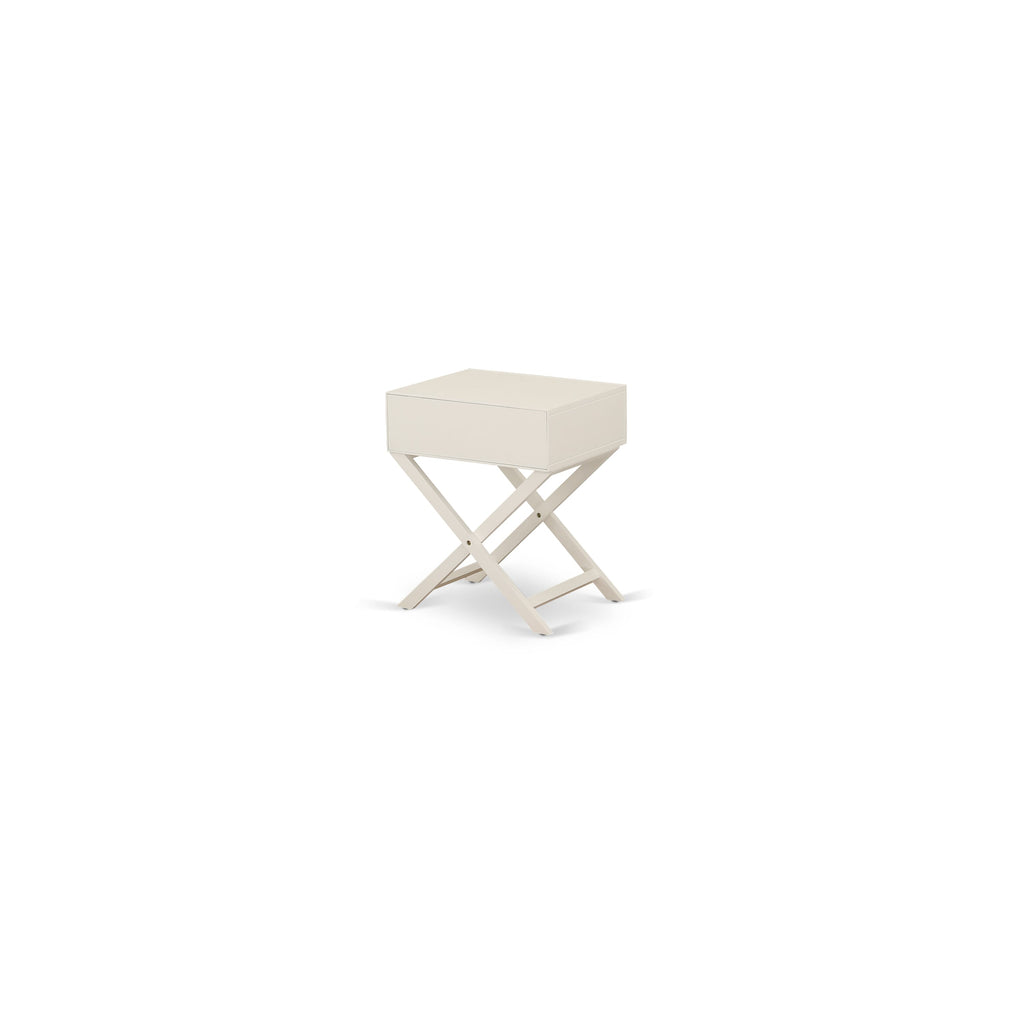 NL19F-SJZH9 Series 2-Piece Modern Bedroom Collection with Full Size Button-Tufted Bed and Nightstand, White Velvet Fabric