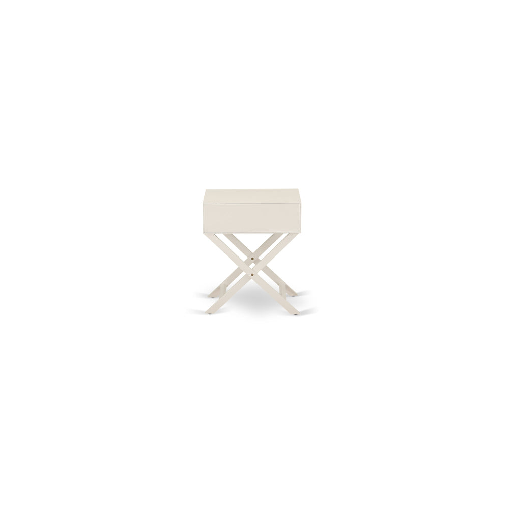 NL19F-SJZH9 Series 2-Piece Modern Bedroom Collection with Full Size Button-Tufted Bed and Nightstand, White Velvet Fabric