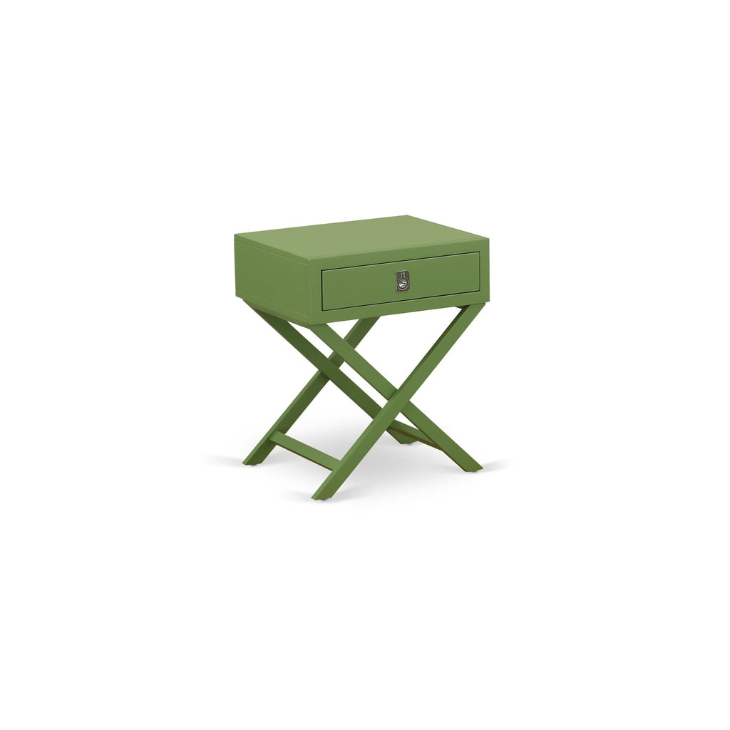 HANE1N Modern Clover Green Nightstand Table with Drawer and Hamilton Square Design