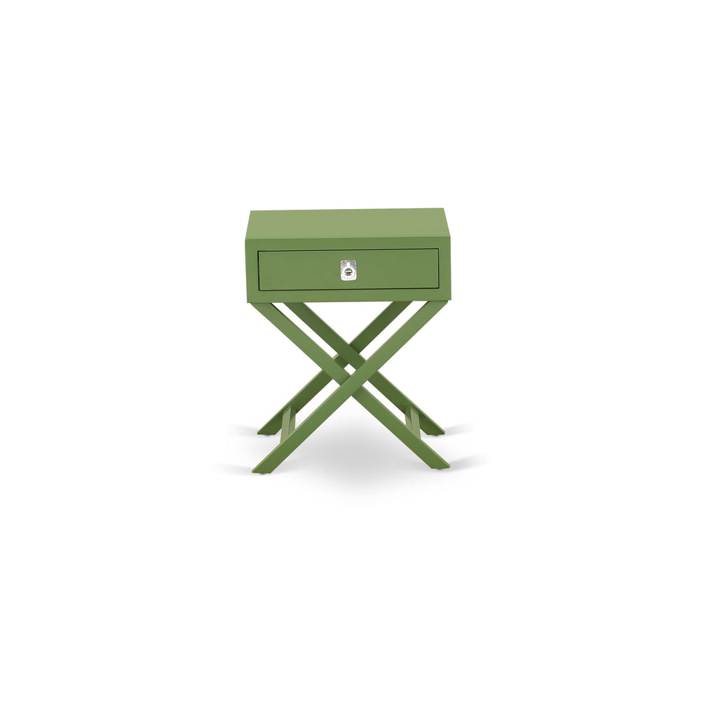 HANE1N Modern Clover Green Nightstand Table with Drawer and Hamilton Square Design