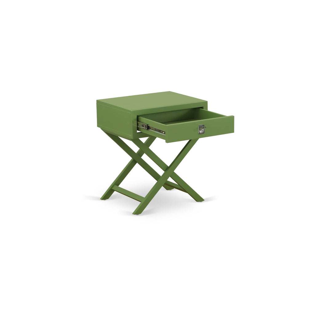 HANE1N Modern Clover Green Nightstand Table with Drawer and Hamilton Square Design