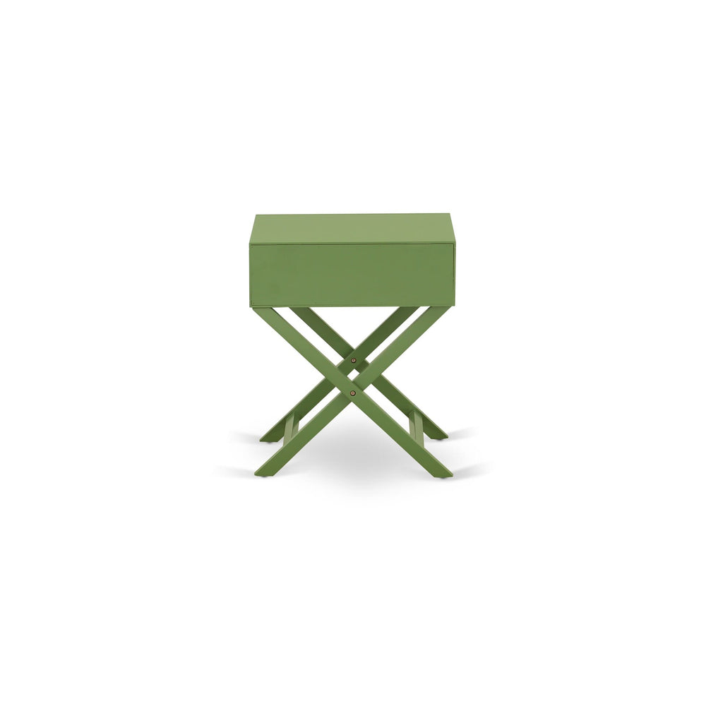 HANE1N Modern Clover Green Nightstand Table with Drawer and Hamilton Square Design