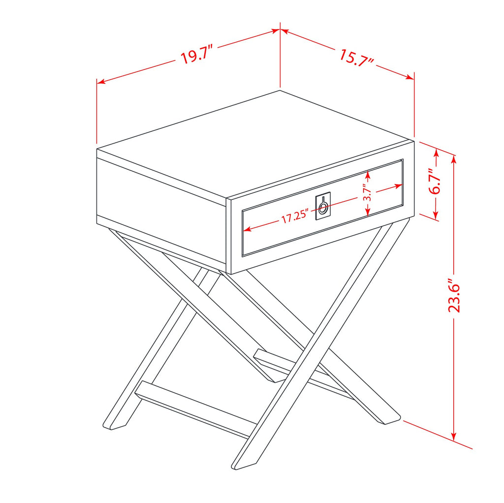 HANE1N Modern Clover Green Nightstand Table with Drawer and Hamilton Square Design