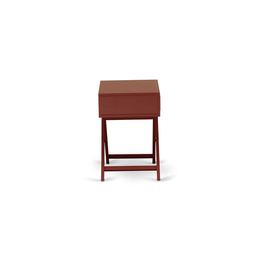 NL14K-W8Z5B Elegant King Bedroom Ensemble with Plush Tufted Bed in Taupe Velvet & Rich Burgundy Side Table