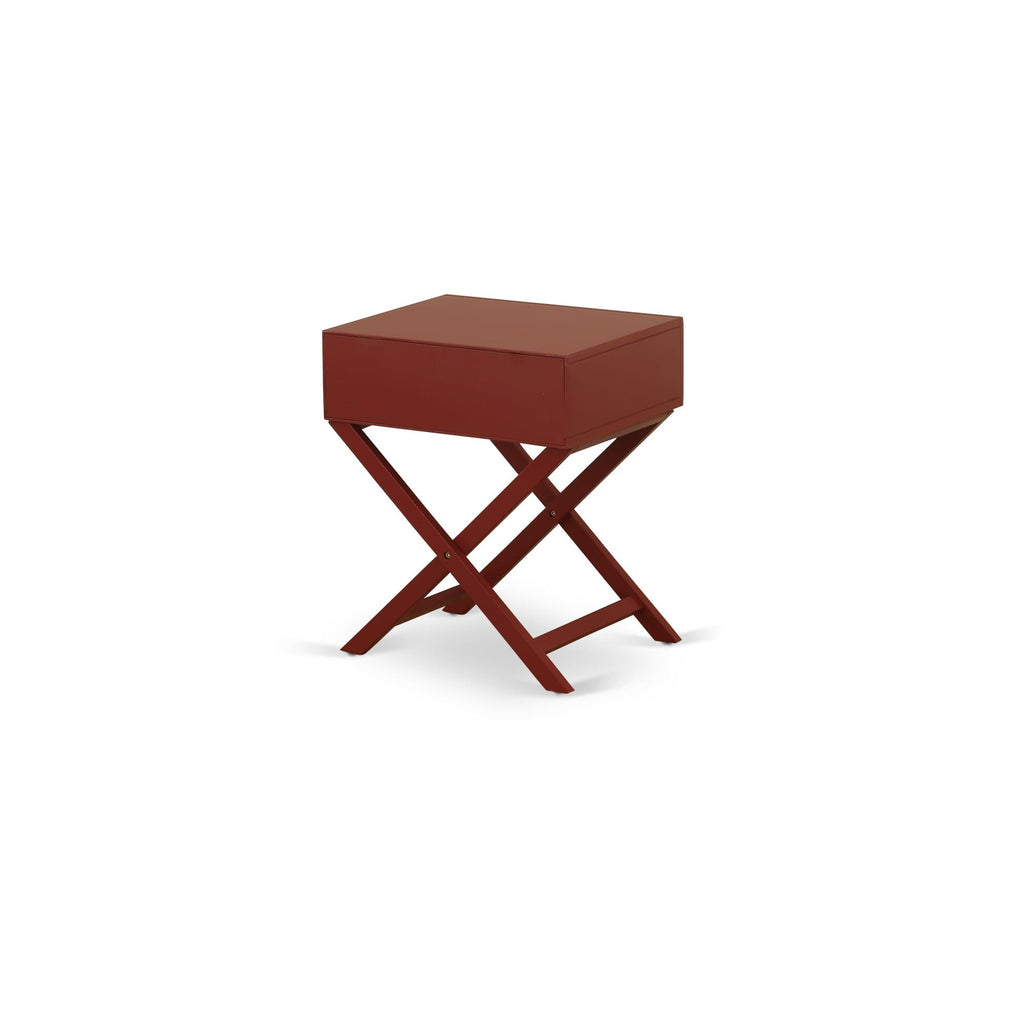 HANE11 Hamilton's Burgundy Square Night Stand with Drawer for Stylish Bedroom Decor
