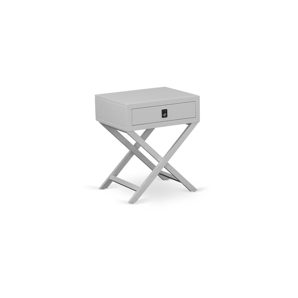 HANE19 Hamilton Urban Gray Nightstand End Table with Drawer for Bedroom Use