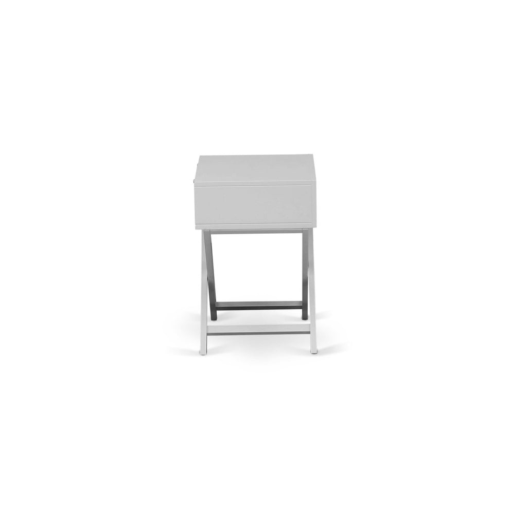 NL19Q-4SNFA 3-Piece Set Queen Bed, Velvet Headboard & Urban Nightstand in Gray and White