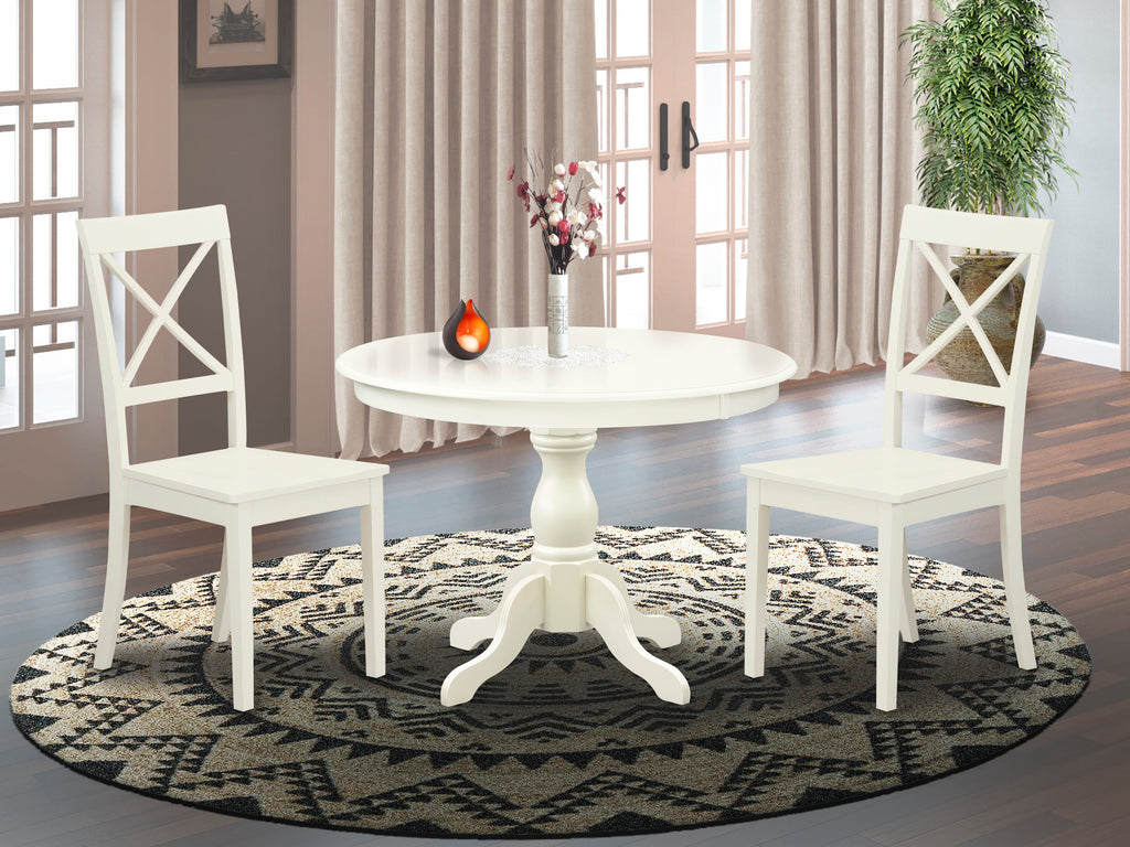 Create a Cozy Dining Atmosphere with HBBO3-WZA-1 - 3 Piece Set Featuring Elegant Round Table and Two Chairs in Soft White