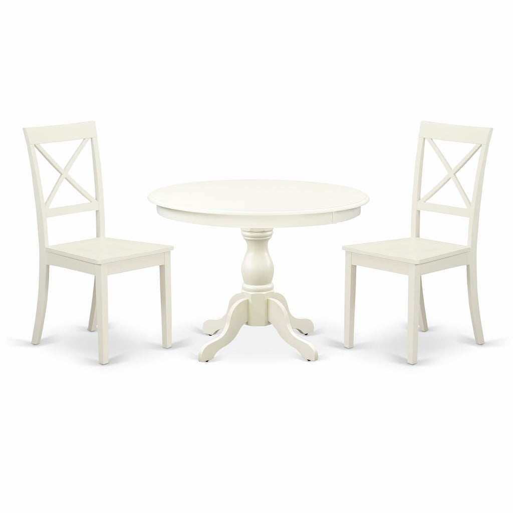 Create a Cozy Dining Atmosphere with HBBO3-WZA-1 - 3 Piece Set Featuring Elegant Round Table and Two Chairs in Soft White