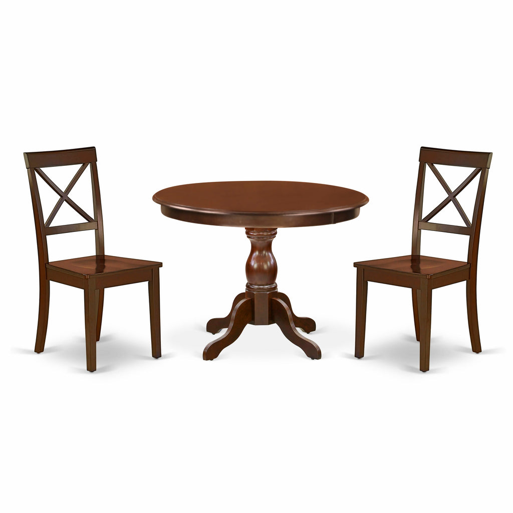 HBBO3-X1T-S 3-Piece Dining Ensemble with Circular Table & Pair of Chairs in Rich Mahogany Finish, 42x42 In